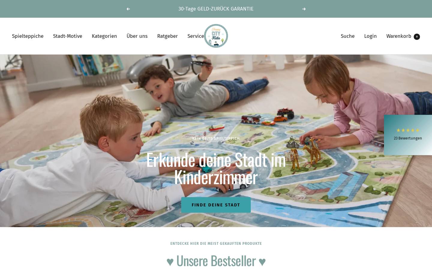 Happycitykids homepage screenshot