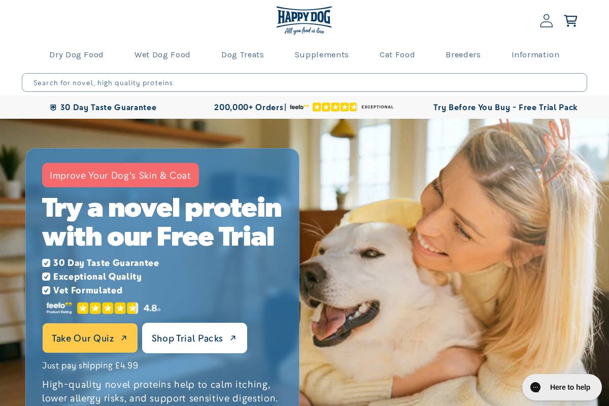 Happy Dog UK homepage screenshot