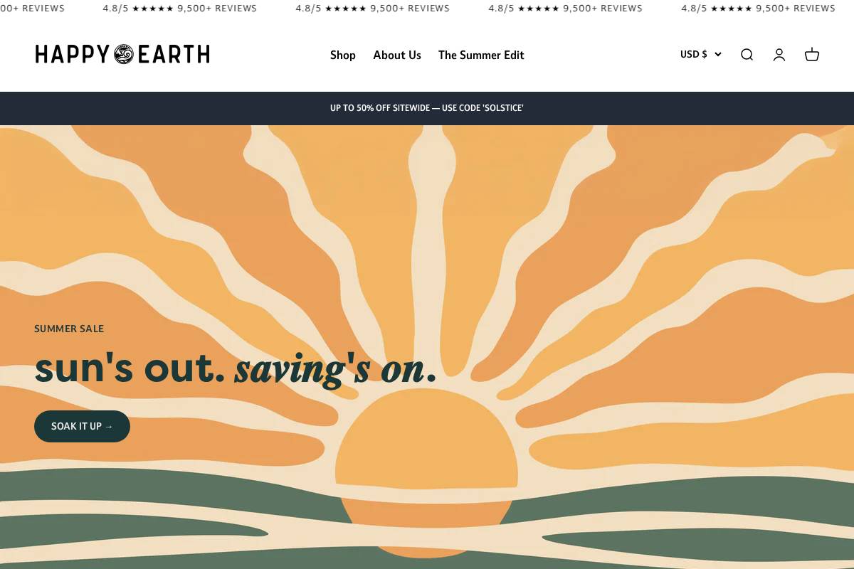 Happyearthapparel homepage screenshot