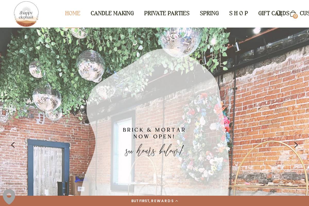 happyelephantcandles.com homepage screenshot