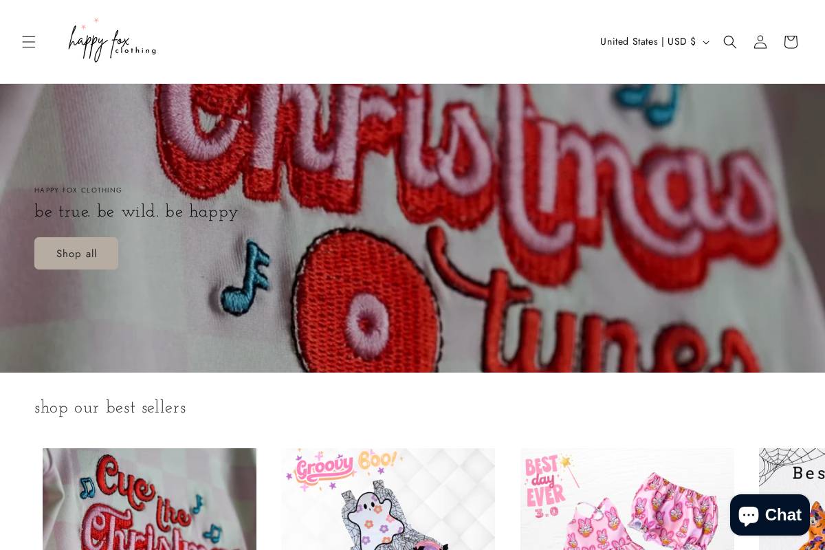 happyfoxclothing.com homepage screenshot