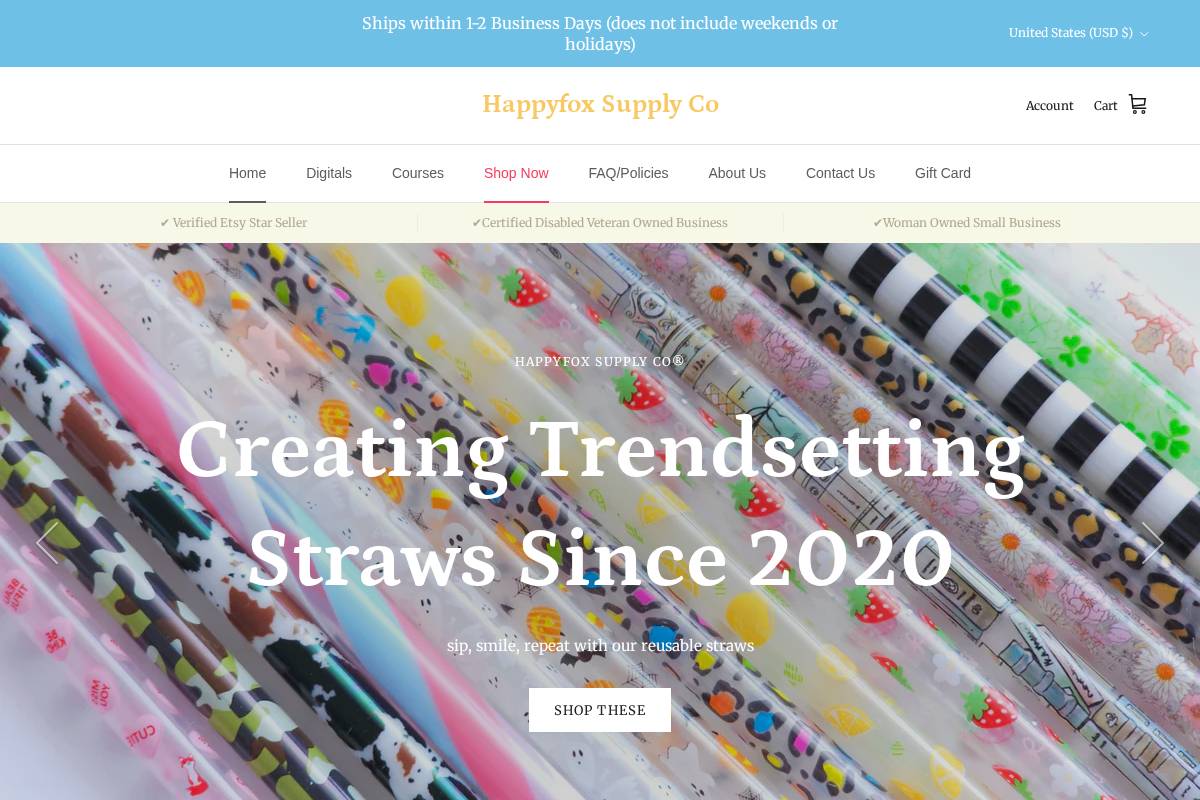 Happyfoxsupplyco homepage screenshot