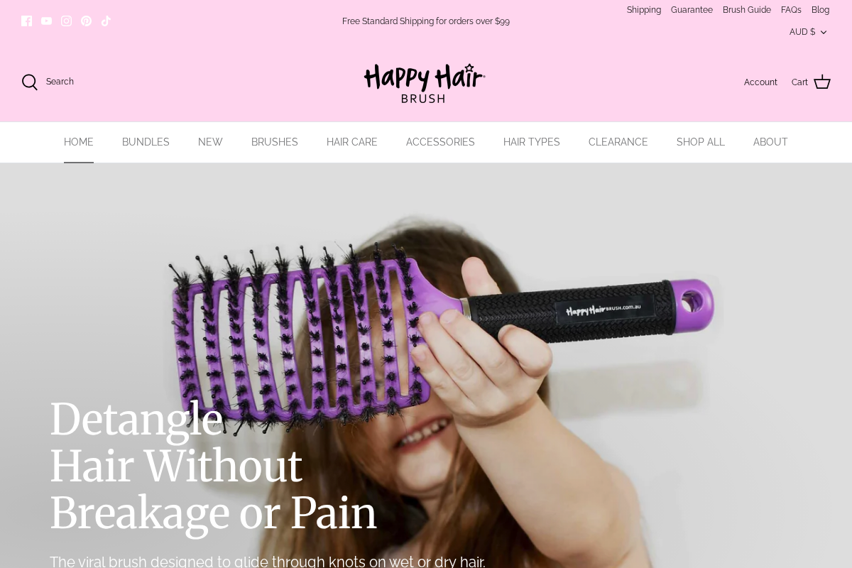 Happy Hair Brush homepage screenshot