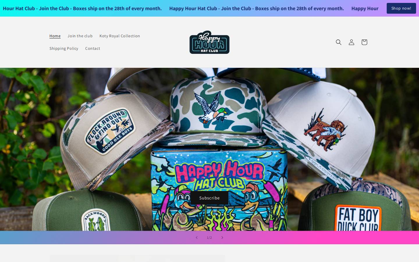 happyhourhatclub.com homepage screenshot