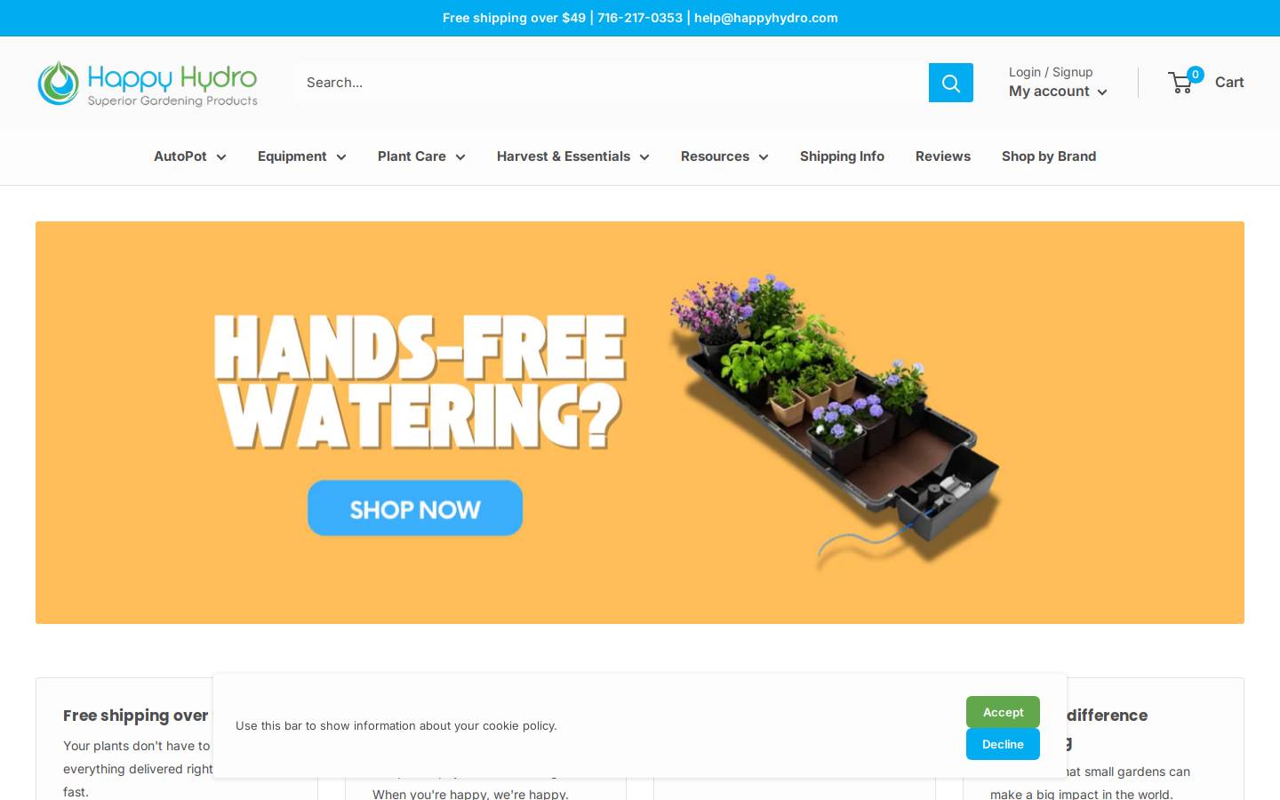 happyhydro.com homepage screenshot