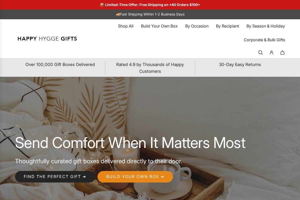 happyhyggegifts.com homepage screenshot