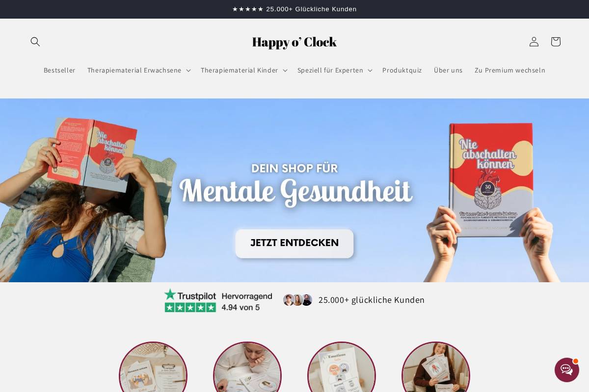 Happy o'Clock homepage screenshot
