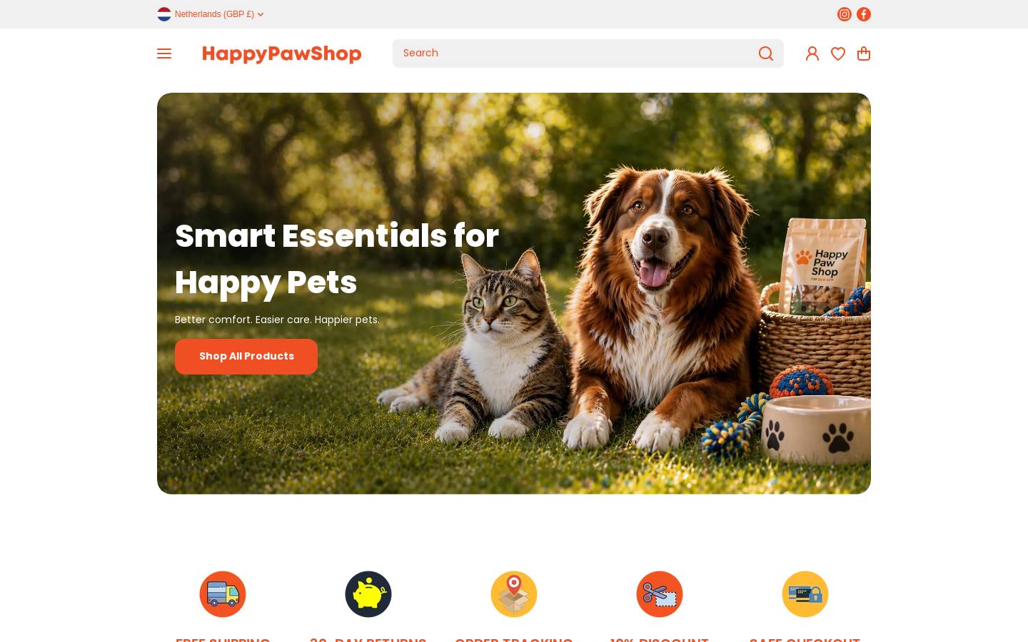 happypawshop.com homepage screenshot