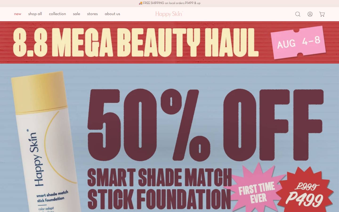 happyskincosmetics.com homepage screenshot