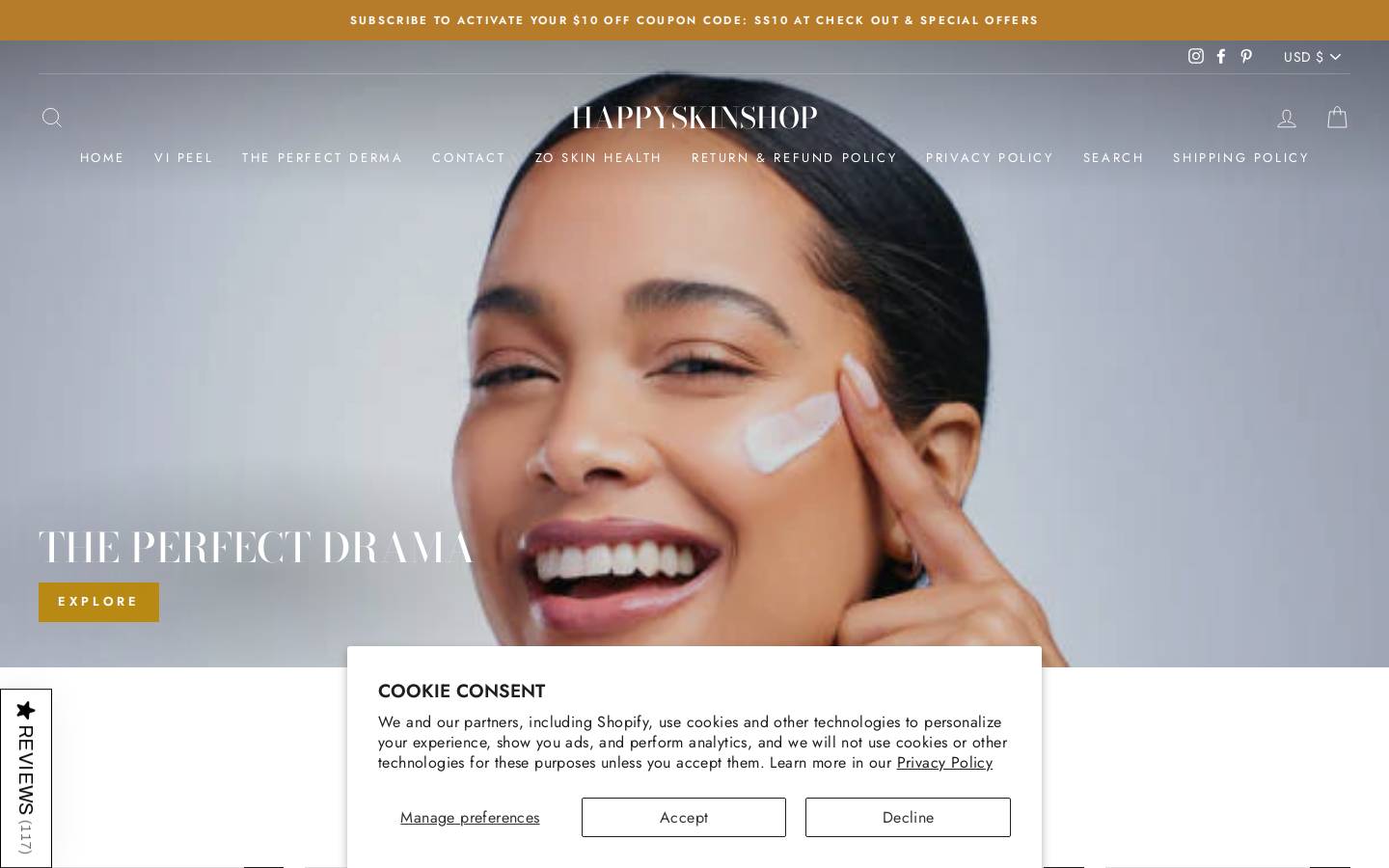 happyskinshop.com homepage screenshot