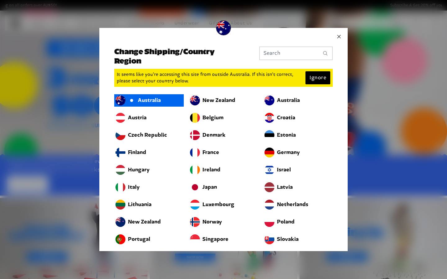 Happy Socks homepage screenshot