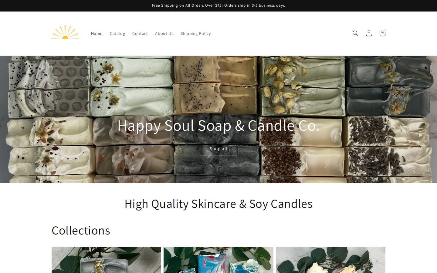 happysoulsoapandcandle.com homepage screenshot