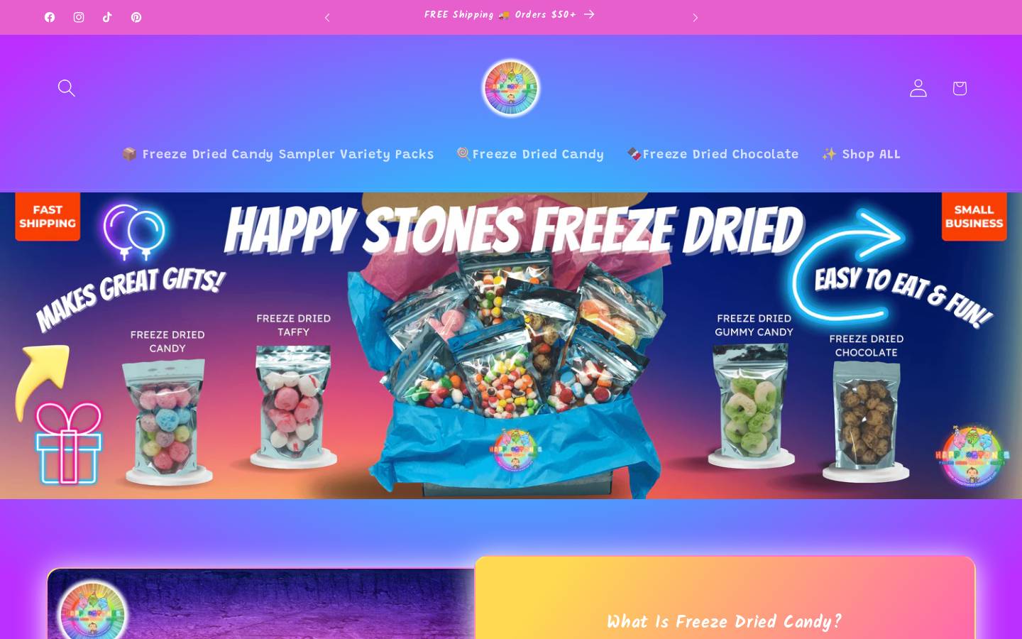 happystonesfreezedried.com homepage screenshot