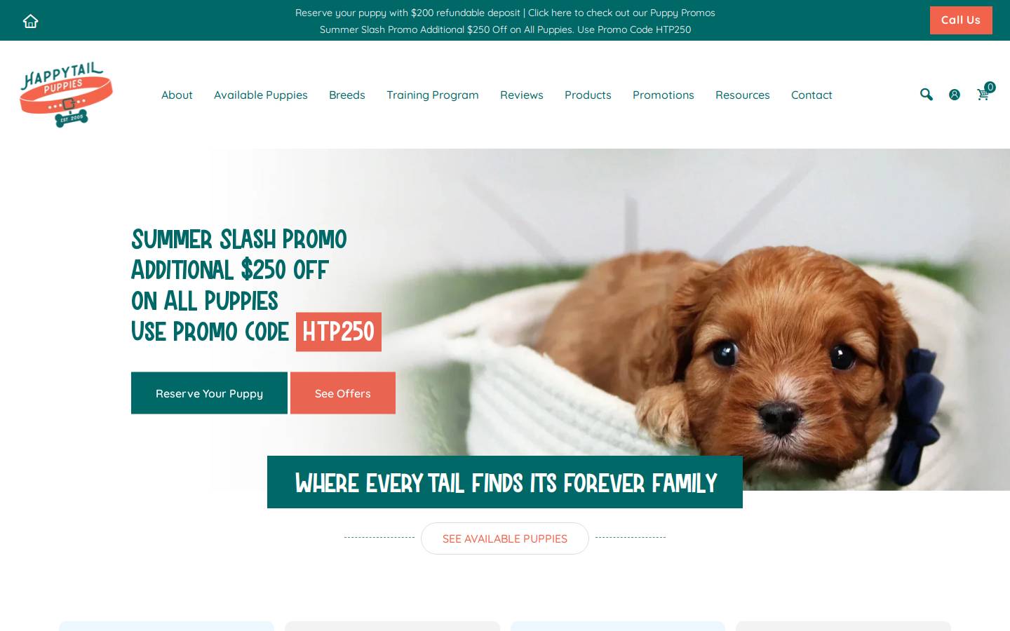 happytailpuppies.com homepage screenshot