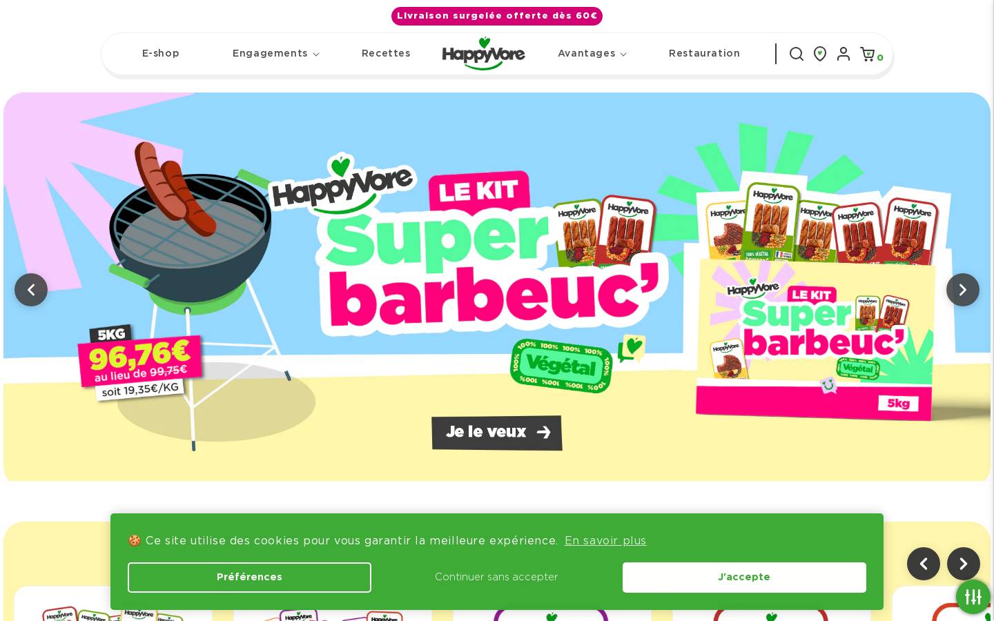 HappyVore homepage screenshot