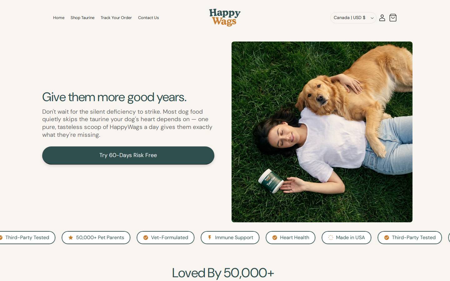 Happywags homepage screenshot