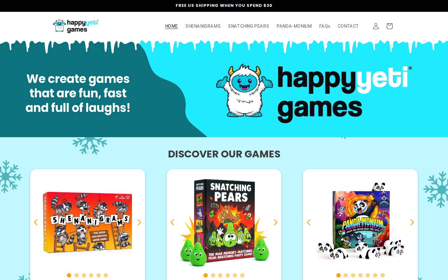 happyyetigames.com homepage screenshot