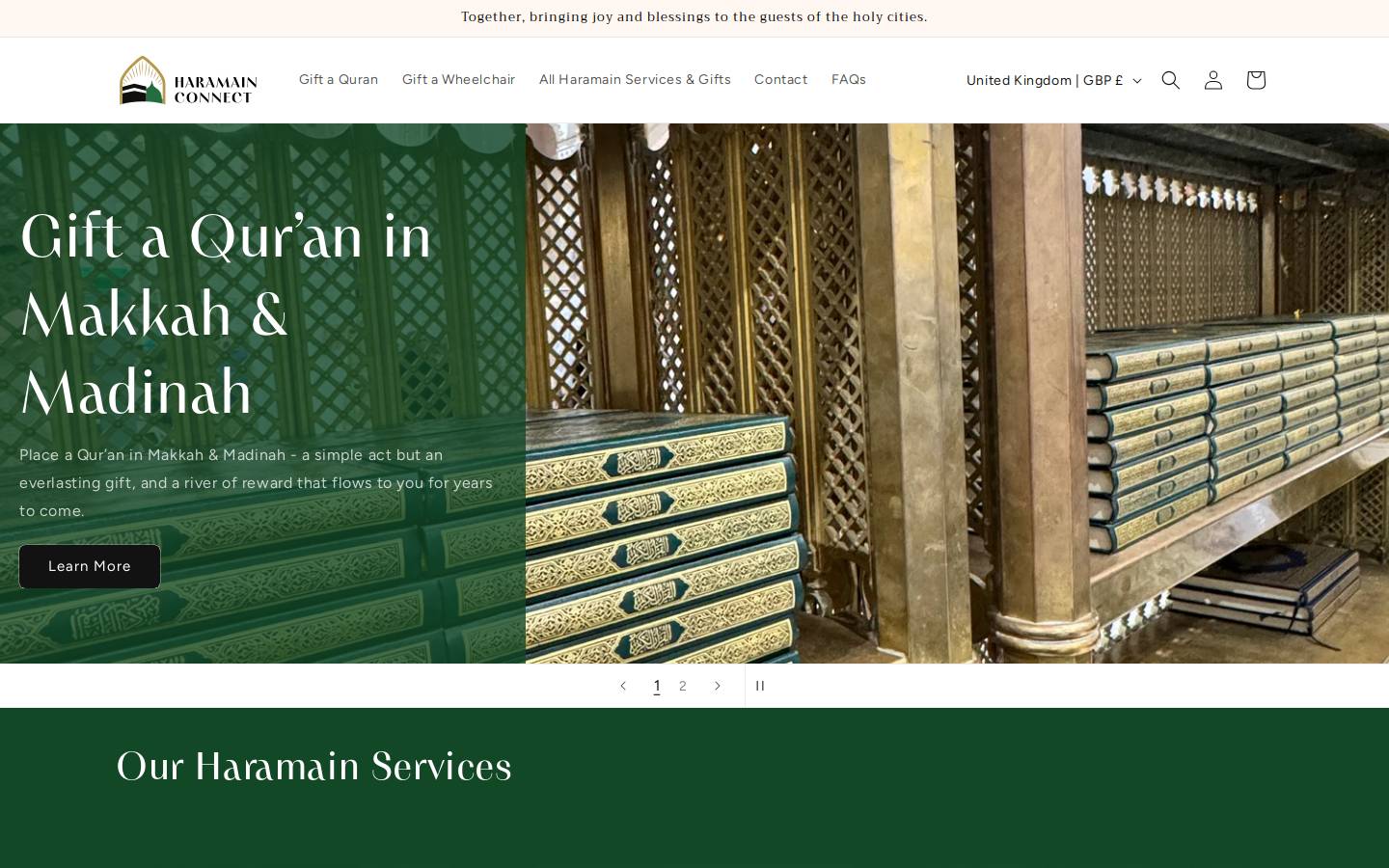 Haramainconnect homepage screenshot
