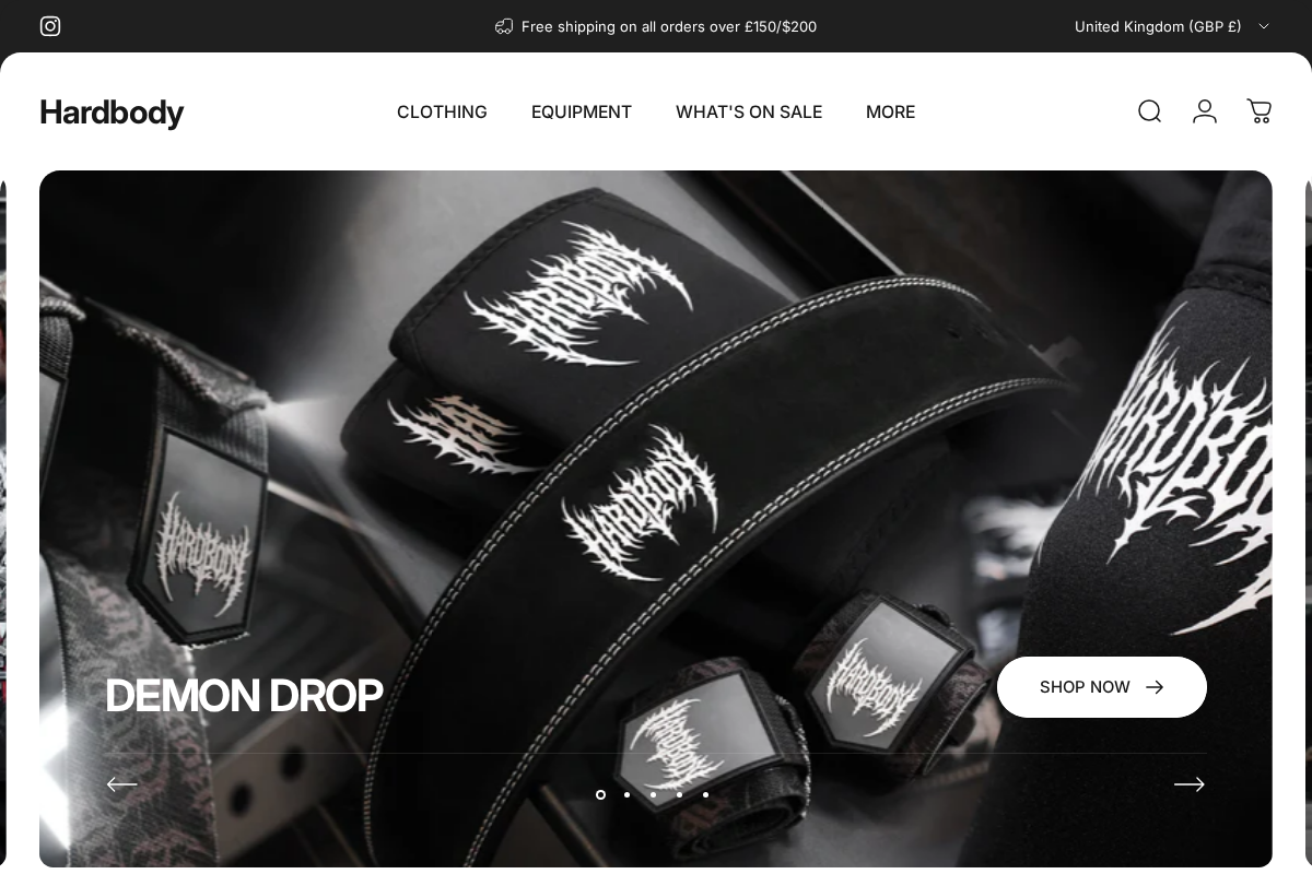 Hardbody homepage screenshot