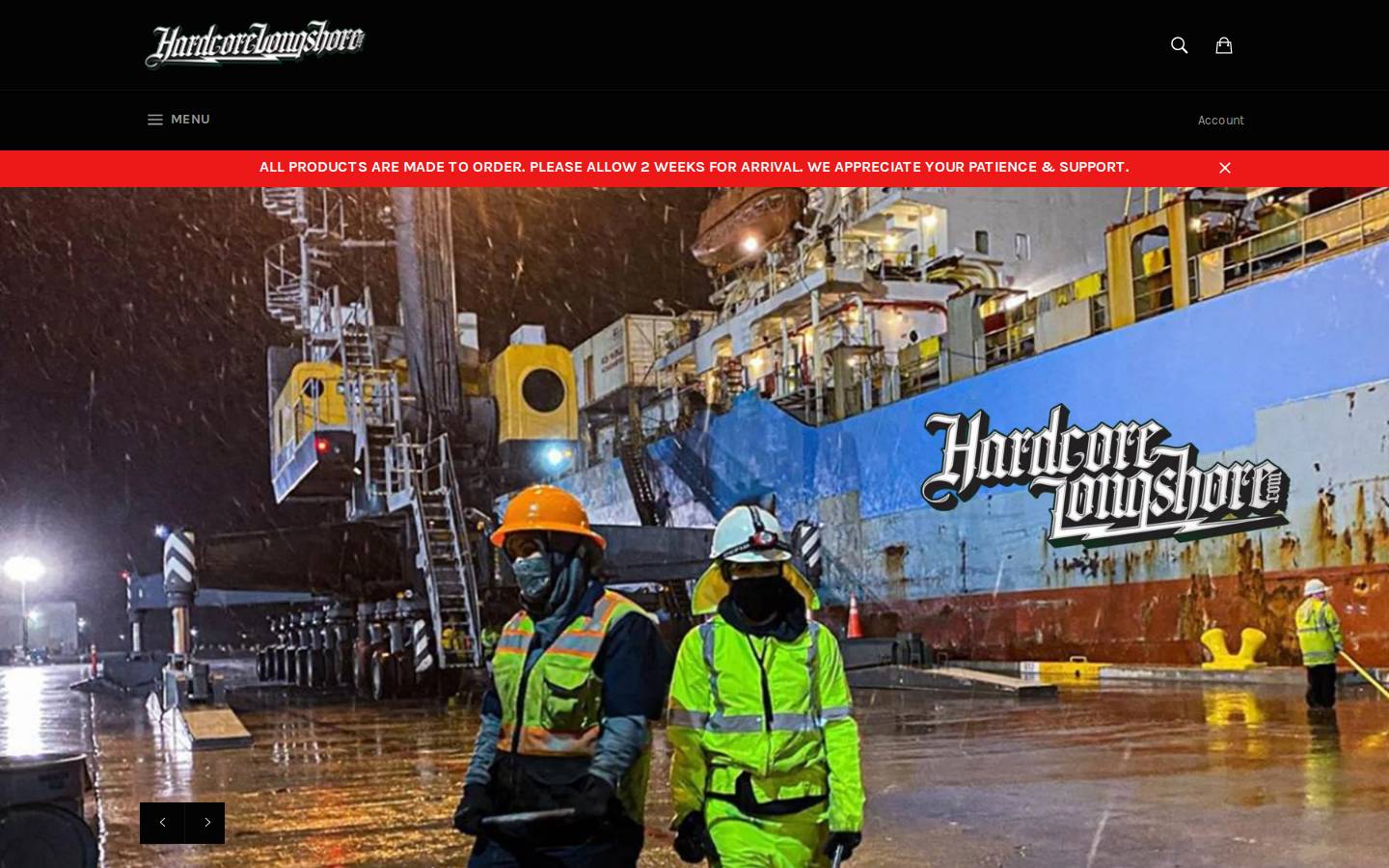 hardcorelongshore.com homepage screenshot