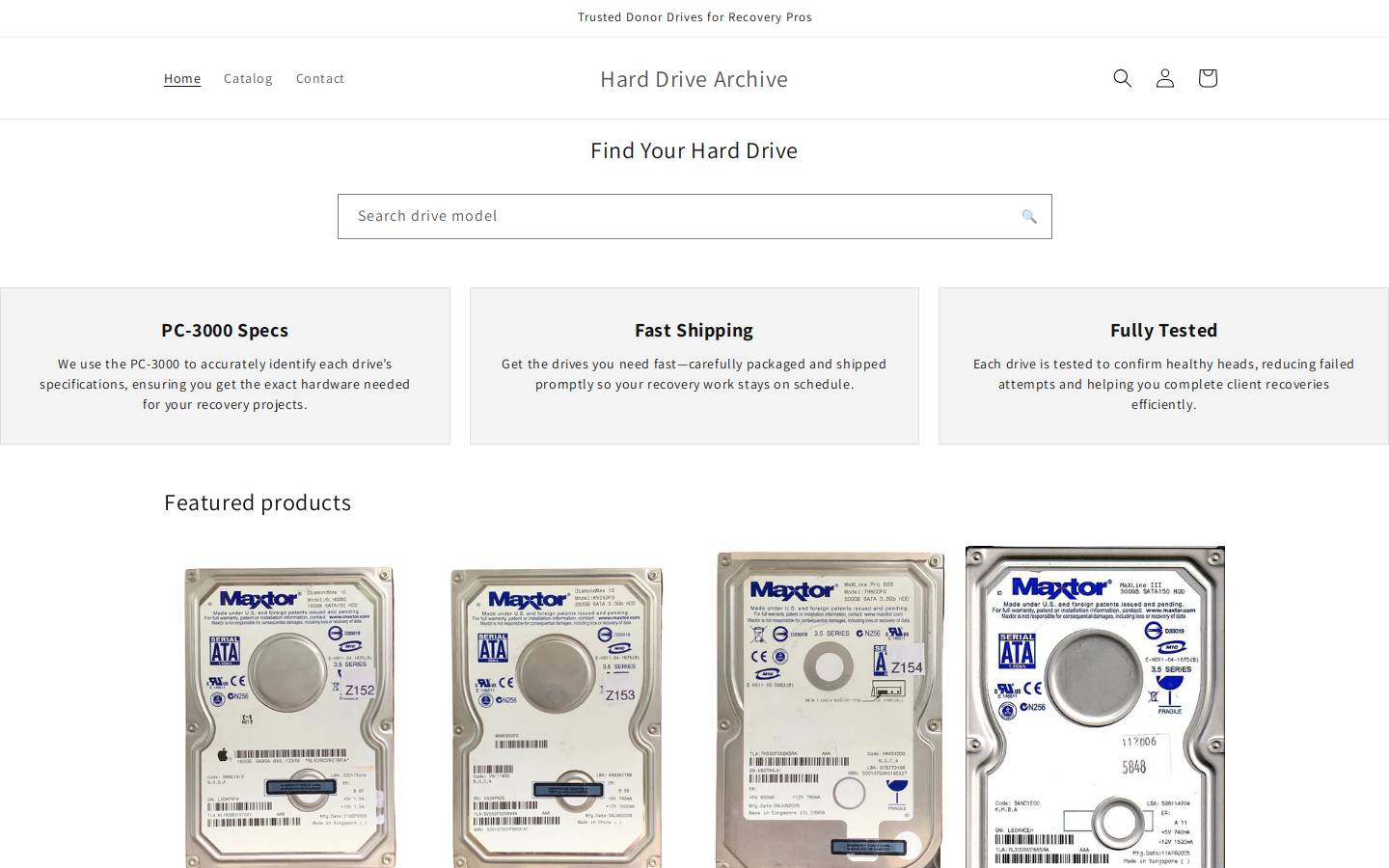 harddrivearchive.com homepage screenshot