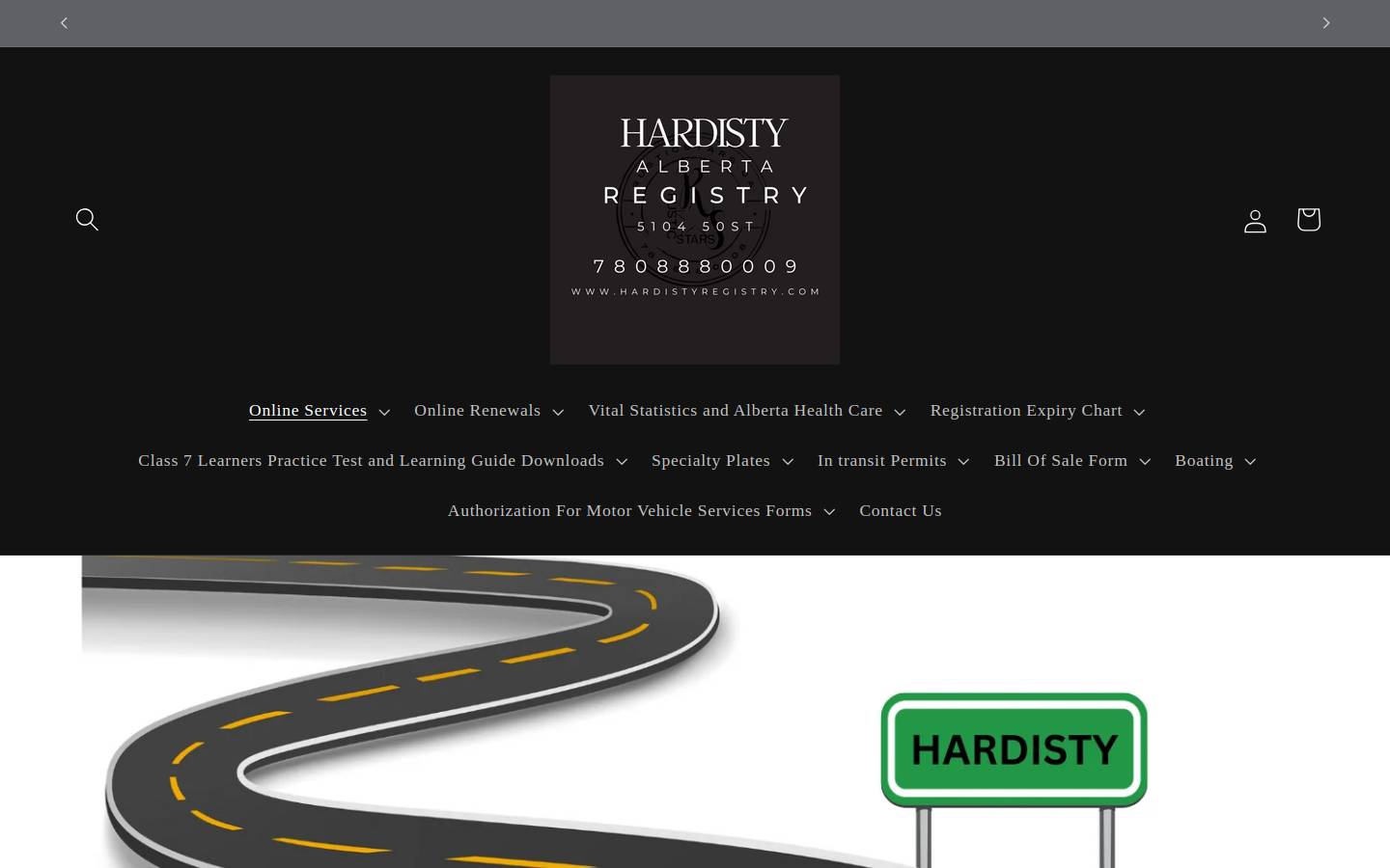 hardistyregistry.com homepage screenshot
