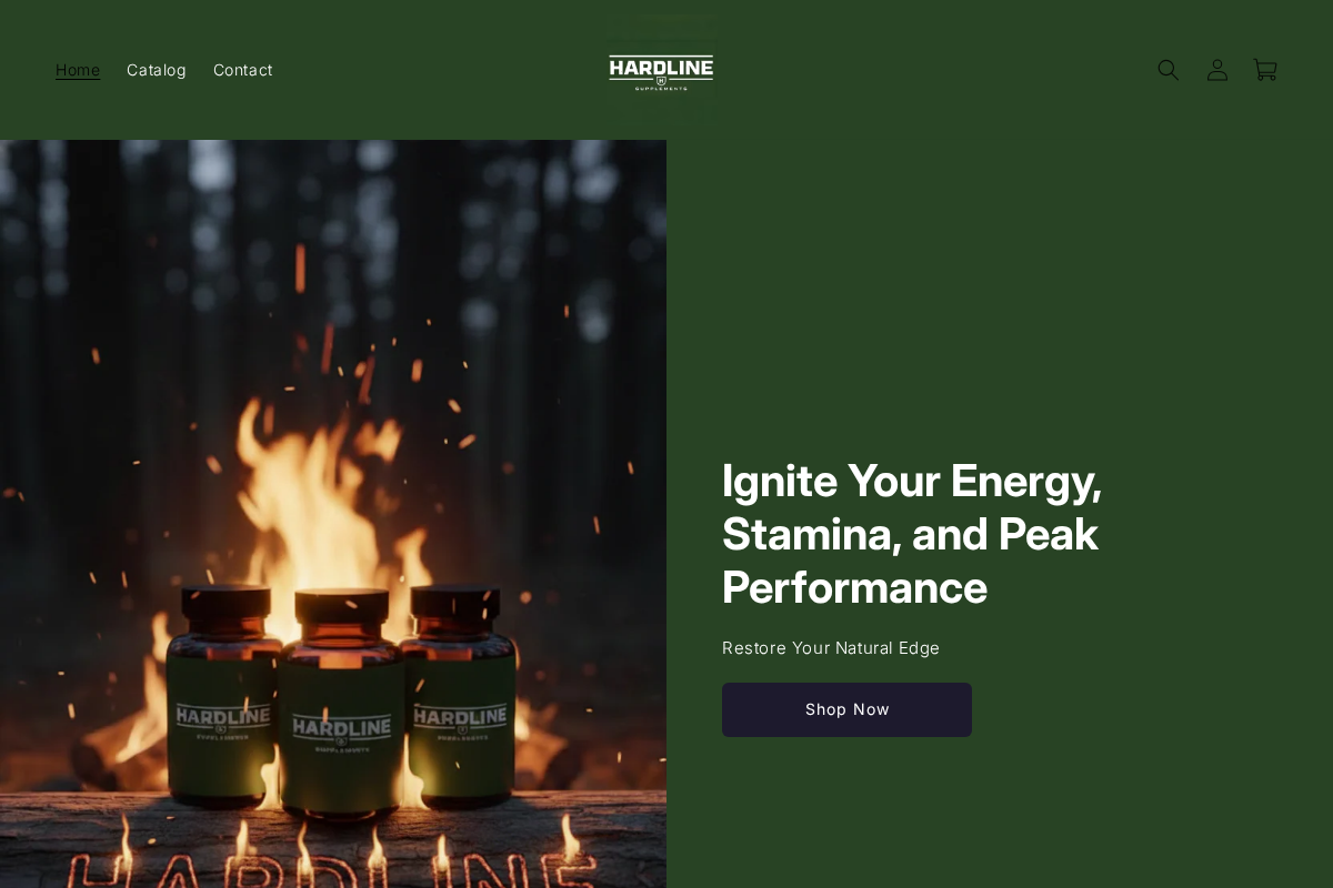 Hardline Supplements homepage screenshot