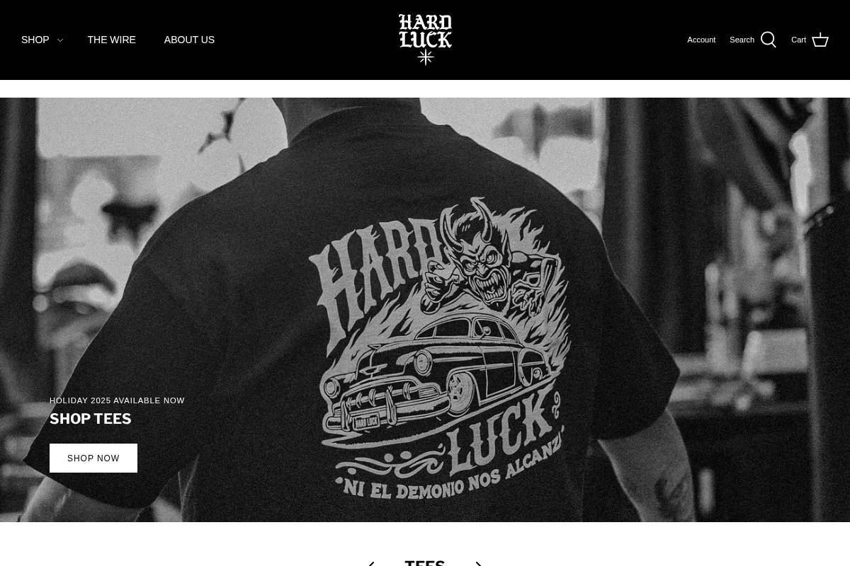 hardluckmfg.com homepage screenshot