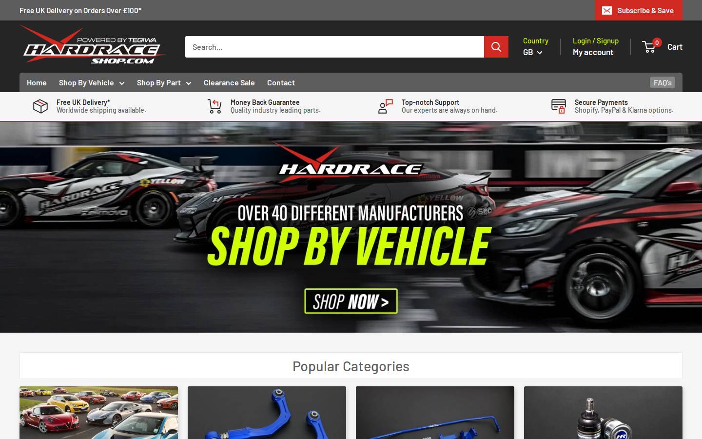 hardraceshop.com homepage screenshot