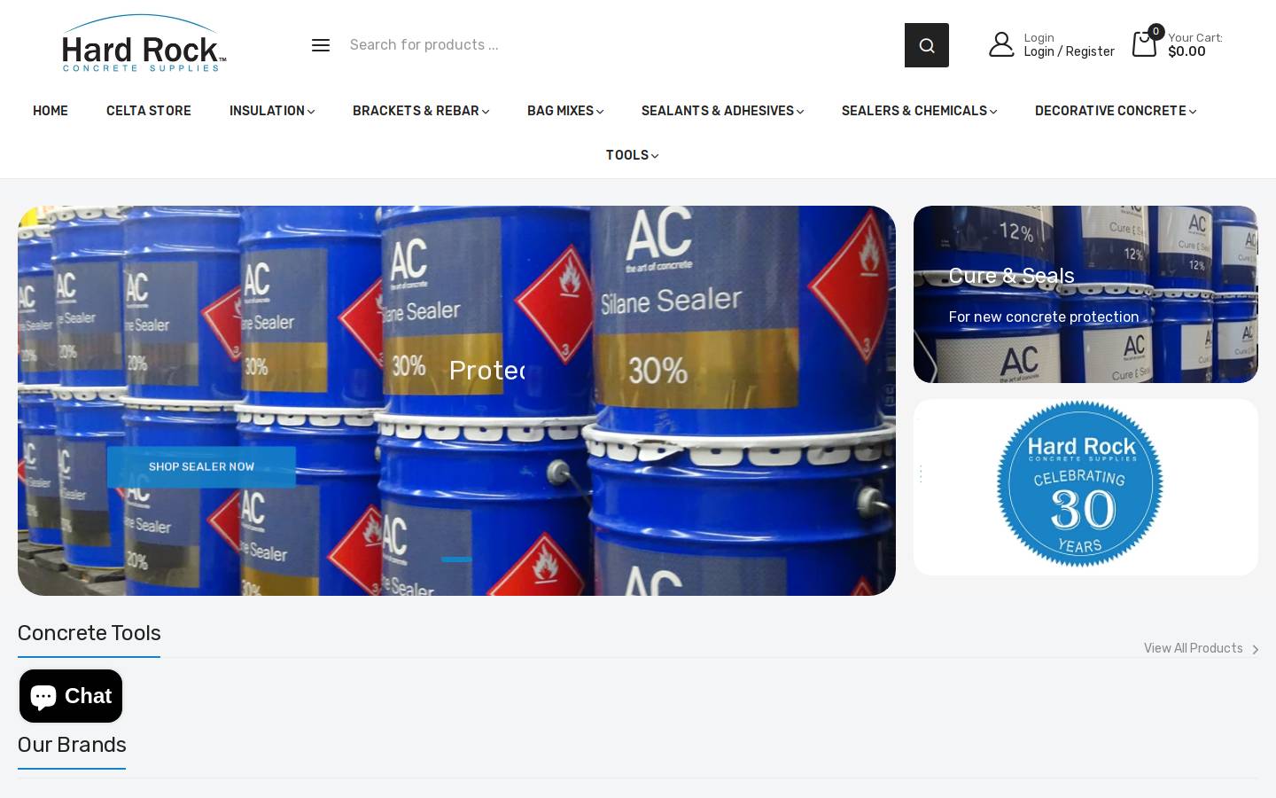 hardrockconcretesupplies.com homepage screenshot