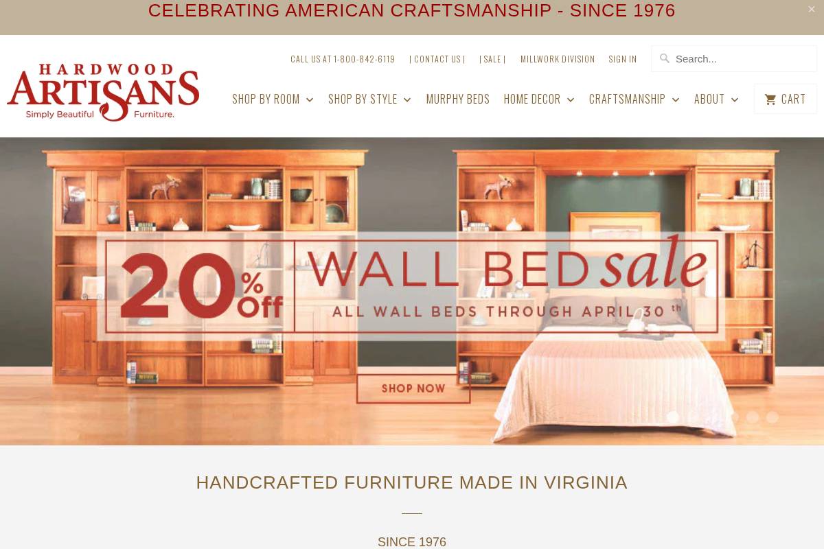Hardwood Artisans homepage screenshot