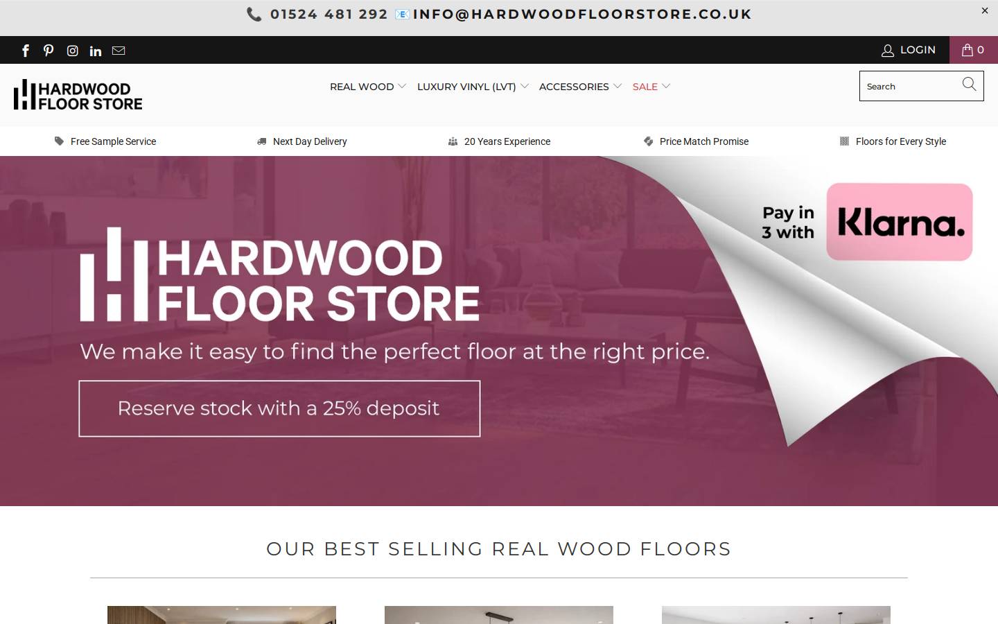 Hardwood Floor Store homepage screenshot