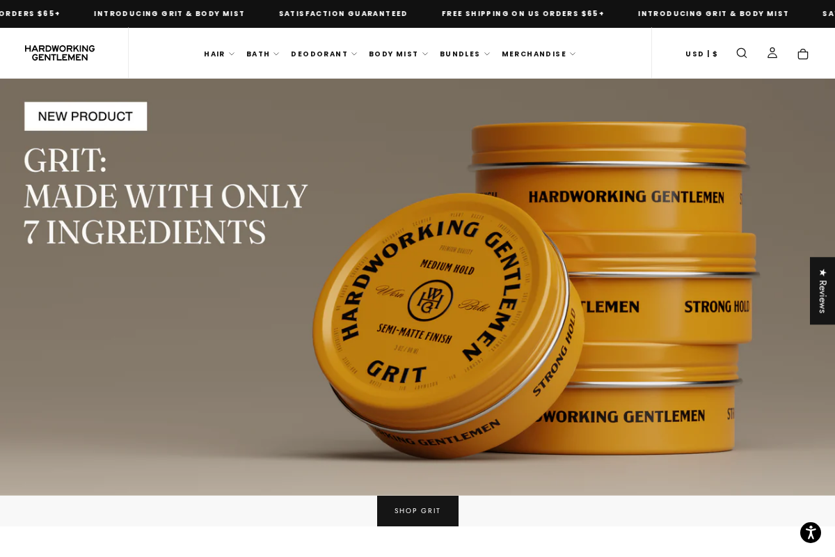 hardworkinggentlemen.com homepage screenshot