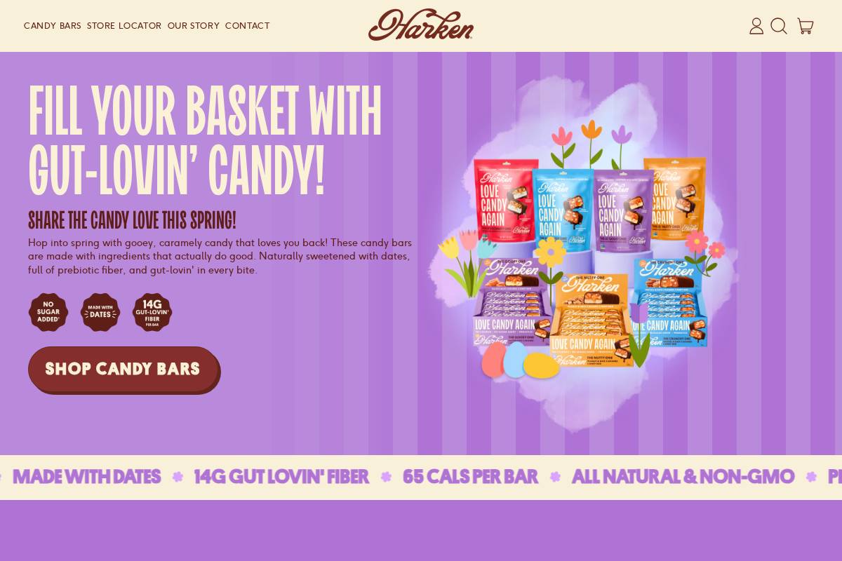 Harken Sweets homepage screenshot