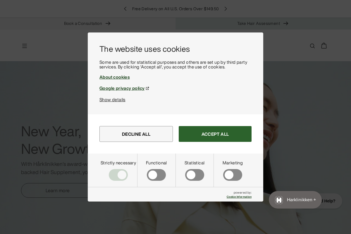 Harklinikken homepage screenshot