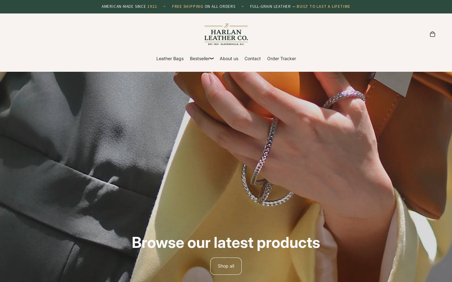 Harlanleatherco homepage screenshot