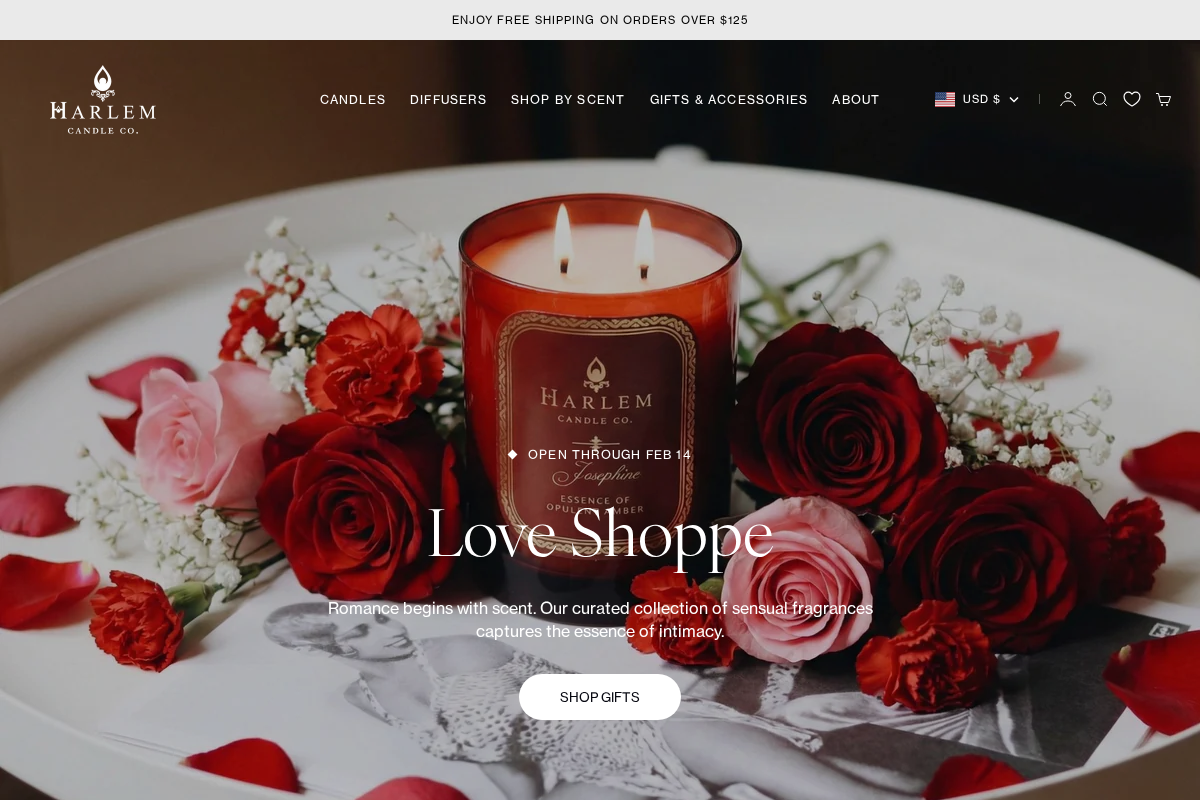 Harlem Candle Co. homepage screenshot