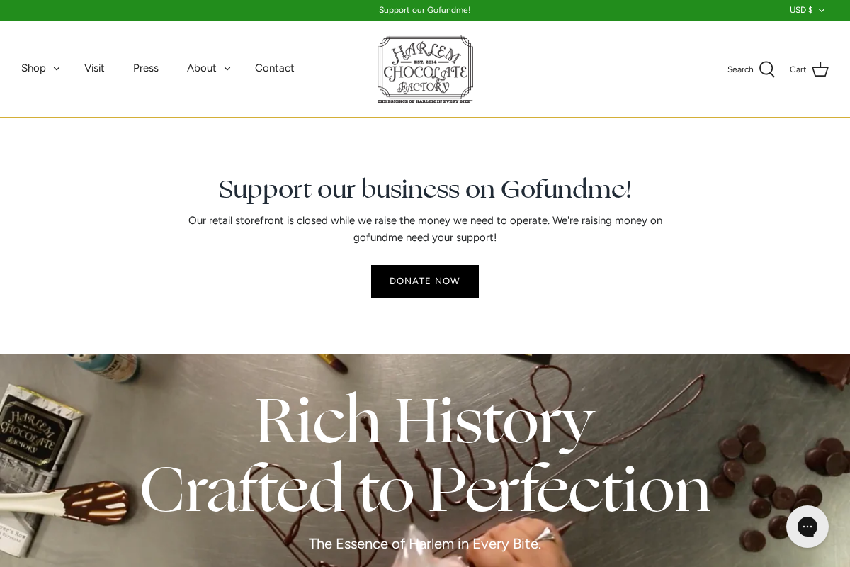 harlemchocolatefactory.com homepage screenshot