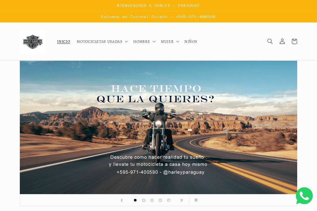 harleyparaguay.com homepage screenshot