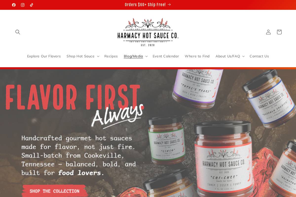 harmacyhotsauce.com homepage screenshot