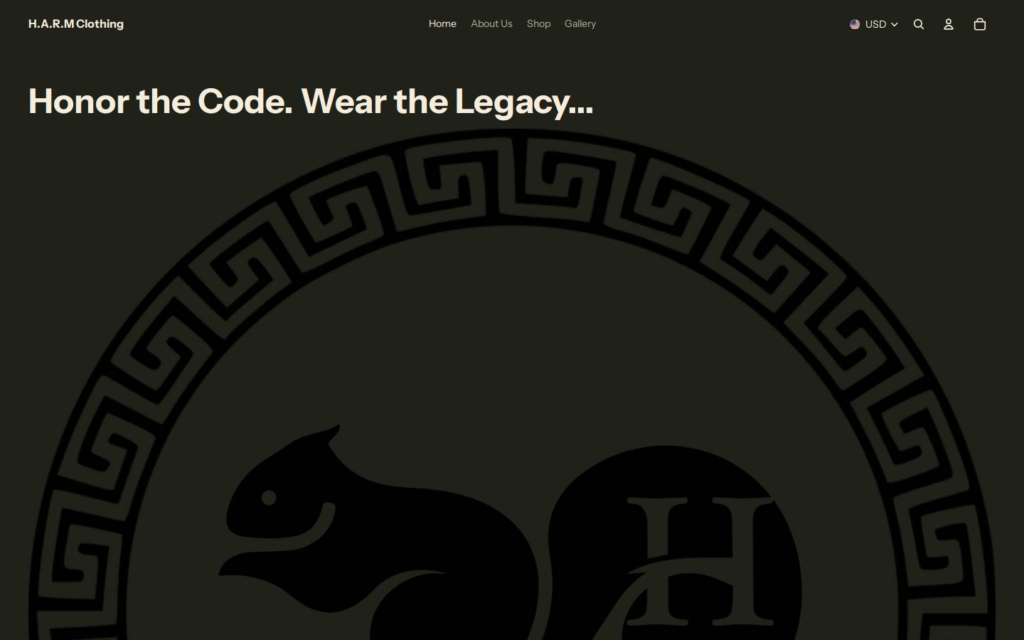harmclothing.com homepage screenshot
