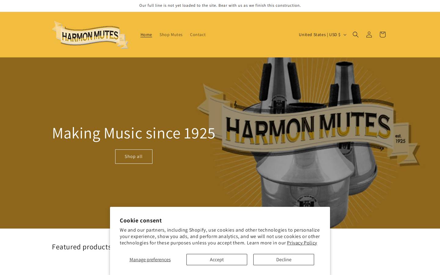 harmonmutecompany.com homepage screenshot