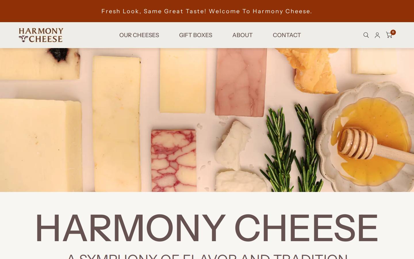 harmonycheese.com homepage screenshot