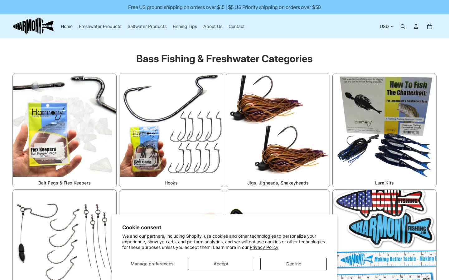 harmonyfishing.com homepage screenshot