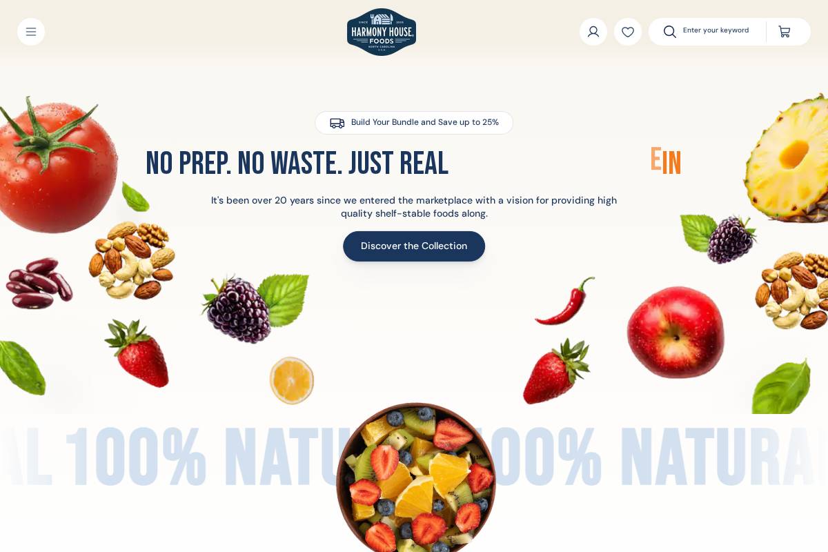 harmonyhousefoods.com homepage screenshot