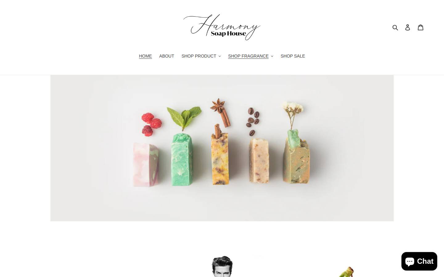 harmonysoaphouse.com homepage screenshot