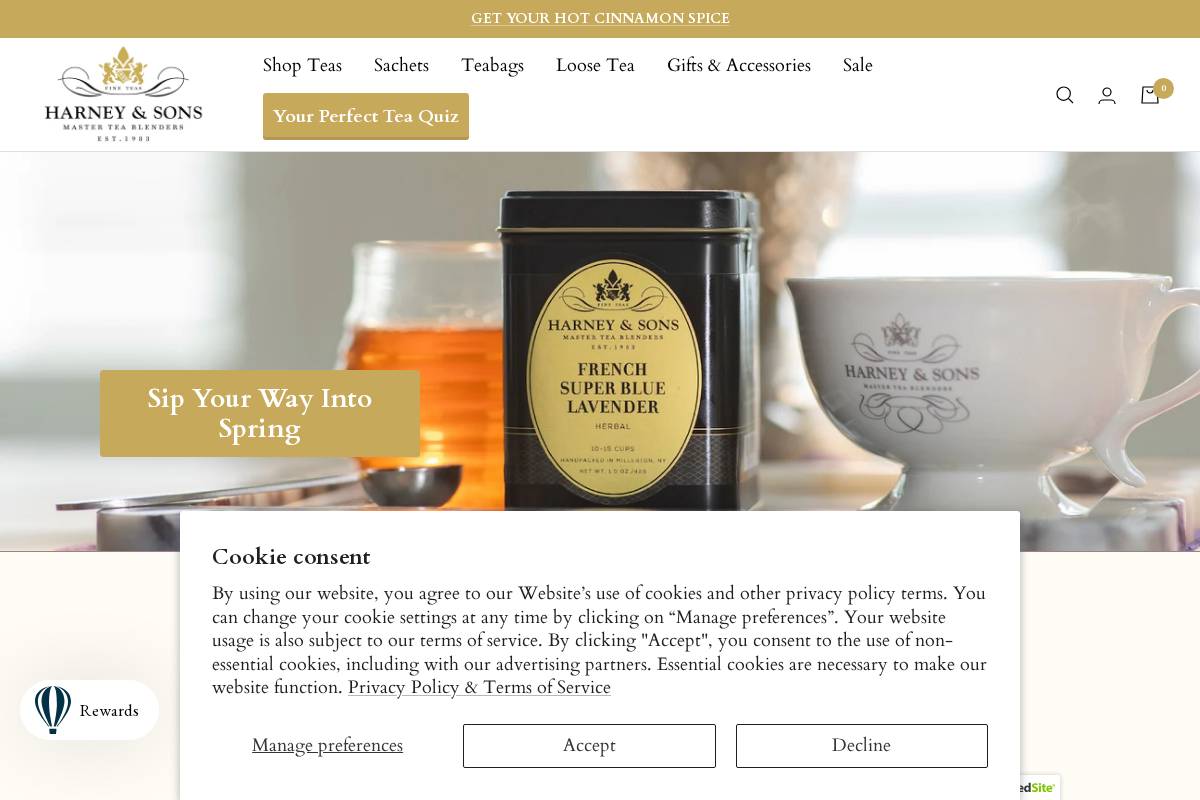 Harney & Sons Fine Teas homepage screenshot