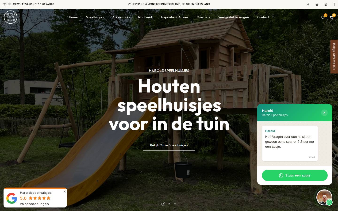 haroldspeelhuisjes.nl homepage screenshot