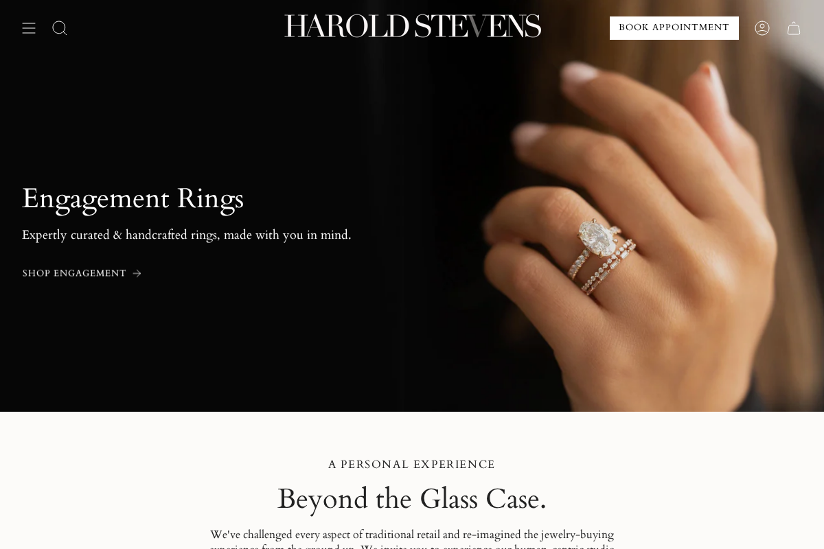 Harold Steven's Jewelers homepage screenshot