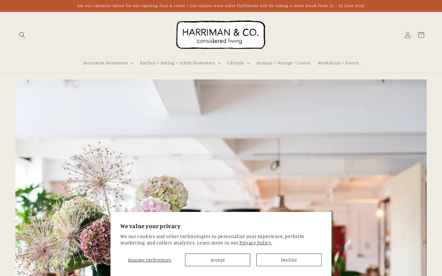 Harrimanandco homepage screenshot